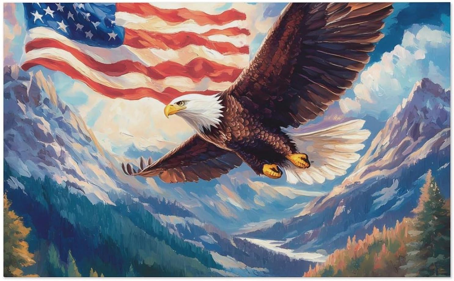 Ea-gles and U.S. Flag Oversized Beach Towel Soft Absorbent Pool Bath Swim Towels for Adults Travel Vacation Gifts 130x80cm