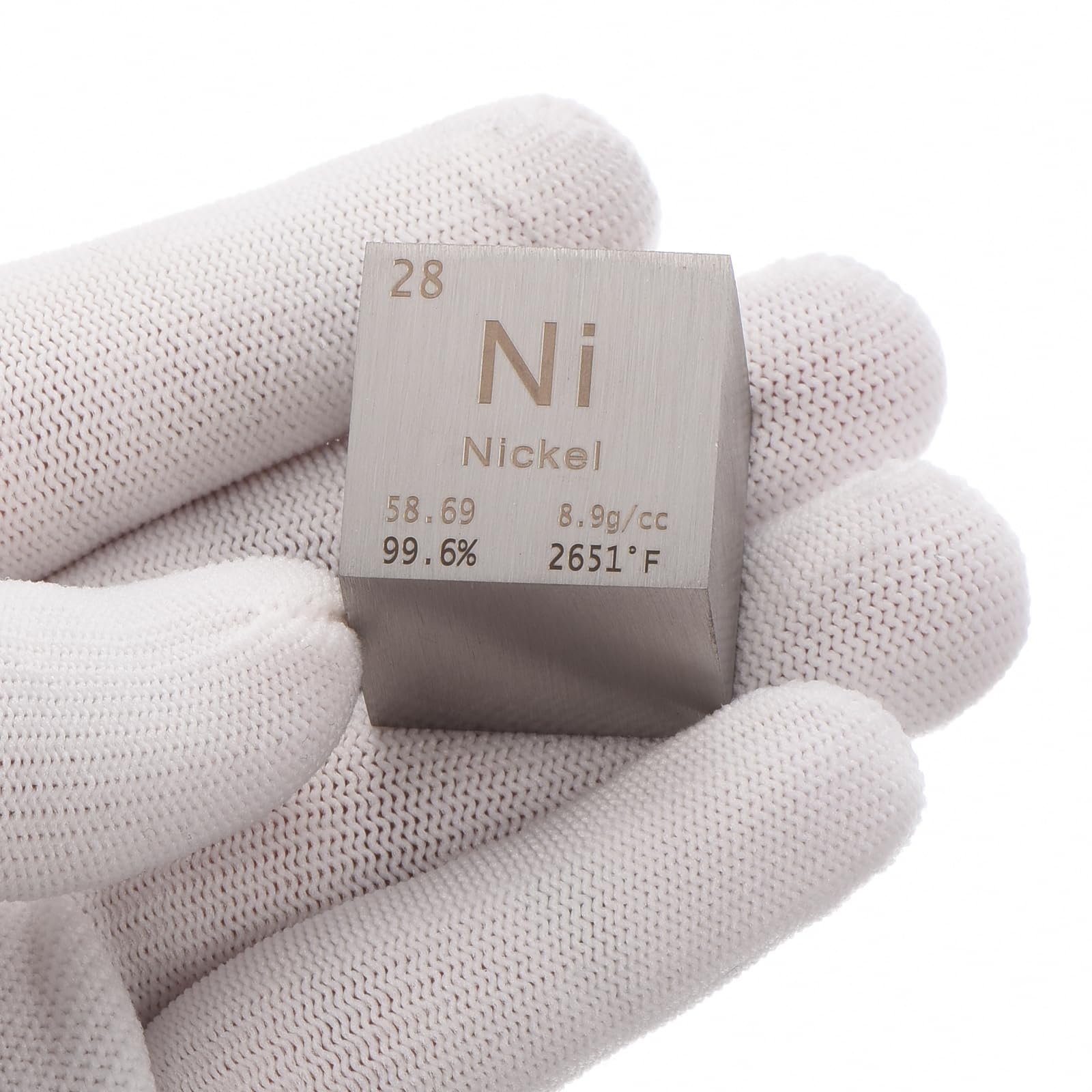 PATIKIL Cube de Nickel Métal Élément Haute Densité Bloc de Magnésium Périodique Pure pour Collections d'Éléments Expérience Scientifique en Laboratoire pour Enseignants, 25,4 mm