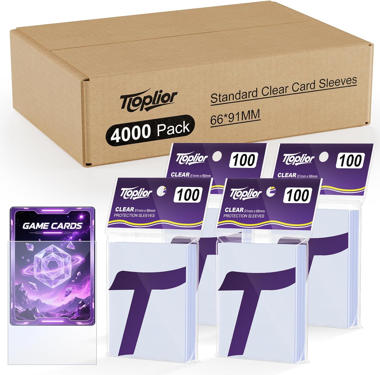 Tioplior 4000 Counts Card Sleeves,Soft Penny Sleeves for Trading Cards,Clear Plastic Card Protectors Fit for MTG,TCG,Baseball,Football,Sports,Game Cards