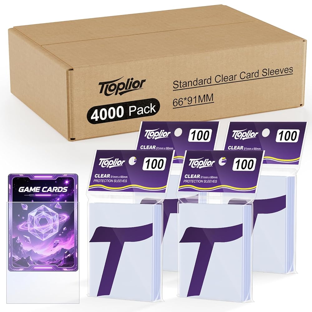 Tioplior 4000 Counts Card Sleeves,Soft Penny Sleeves for Trading Cards,Clear Plastic Card Protectors Fit for MTG,TCG,Baseball,Football,Sports,Game Cards