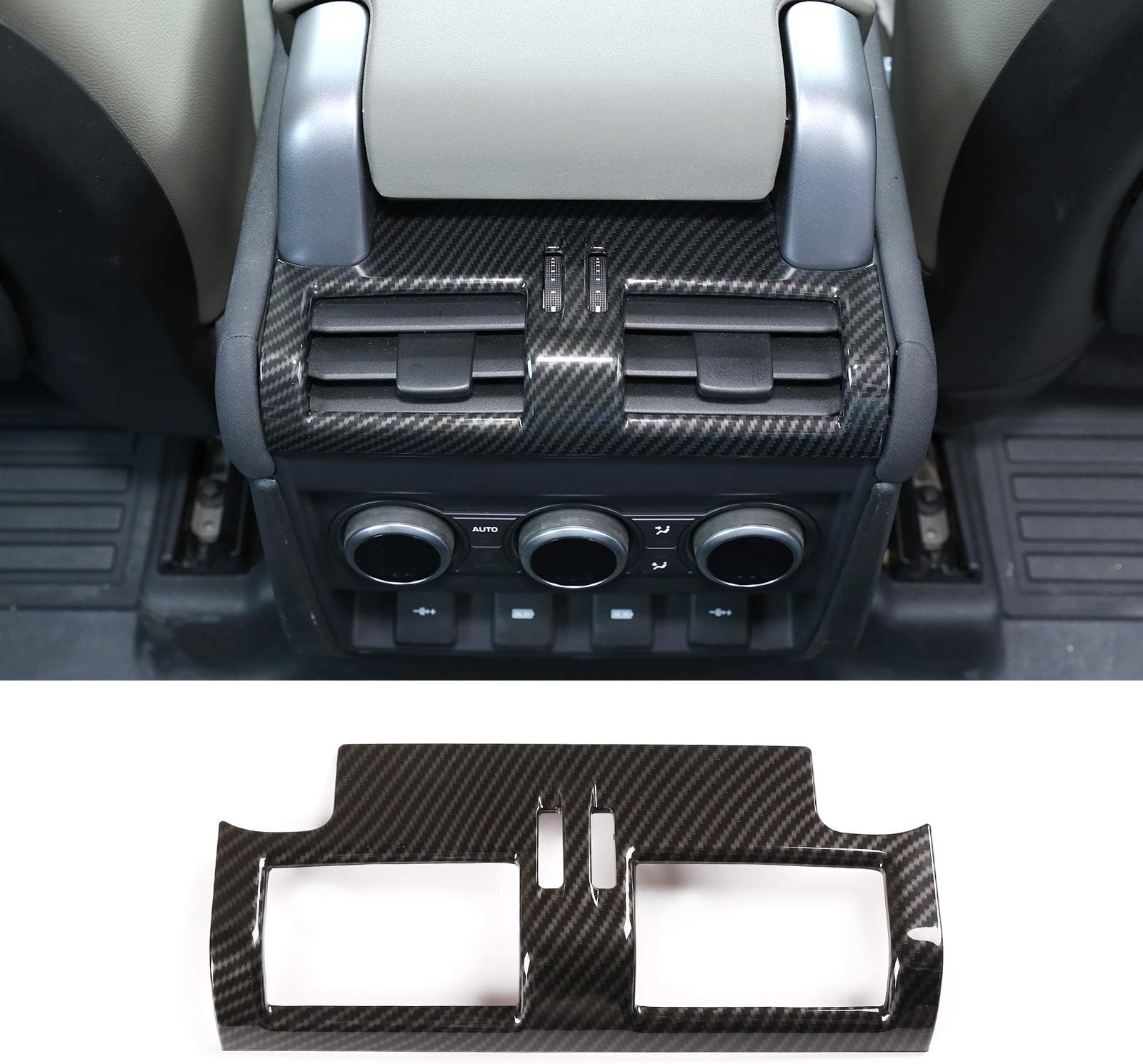 ABS Car Interior Rear Row Air Conditioning Outlet Vent Frame Cover Trim For Land Rover Defender 90 110 130 2020-2021 Car Accessories (Carbon Fiber Style, 1)