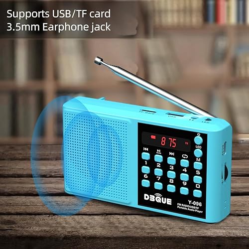Miniatura 7 de Radio AM FM portátil con altavoz Bluetooth, reproducción USBTF reproductor de MP3 con carga rápida USB-C, ahorro de escaneo automático, batería