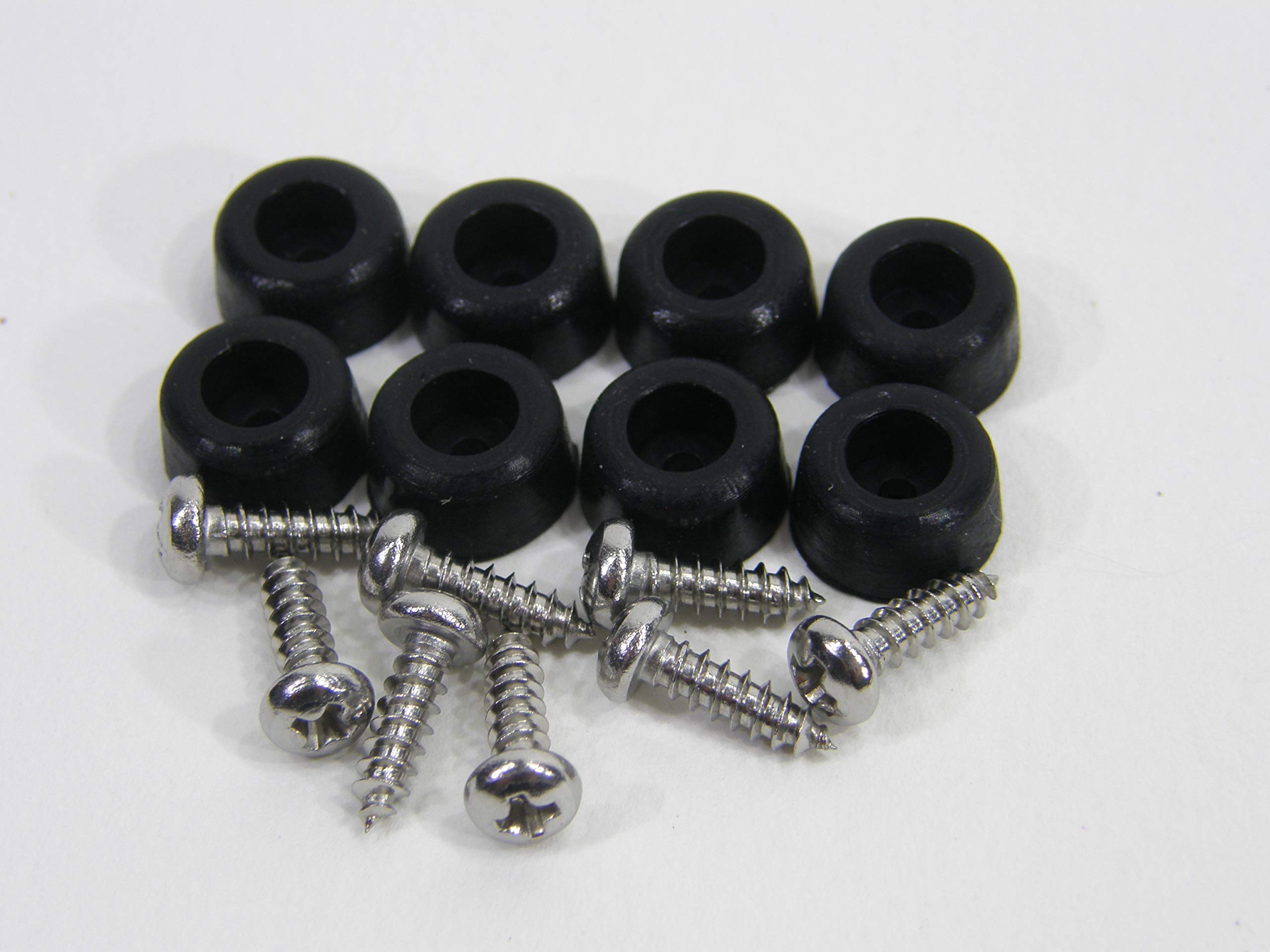 Small 1/2" Dia and Extra Small 3/8" Dia Silicone Rubber Bumpers with Stainless Steel Screws (24 Pack) (Extra Small 3/8", Black, 24)