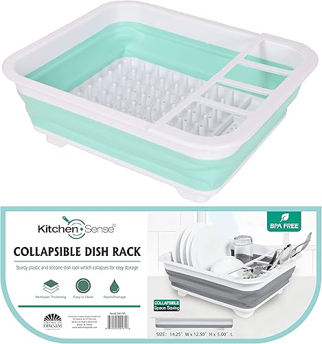 Miniatura 3 de J&V TEXTILES Escurridor plegable para platos  emergente para un fácil almacenamiento, drena el agua directamente en el fregadero, espacio para ocho