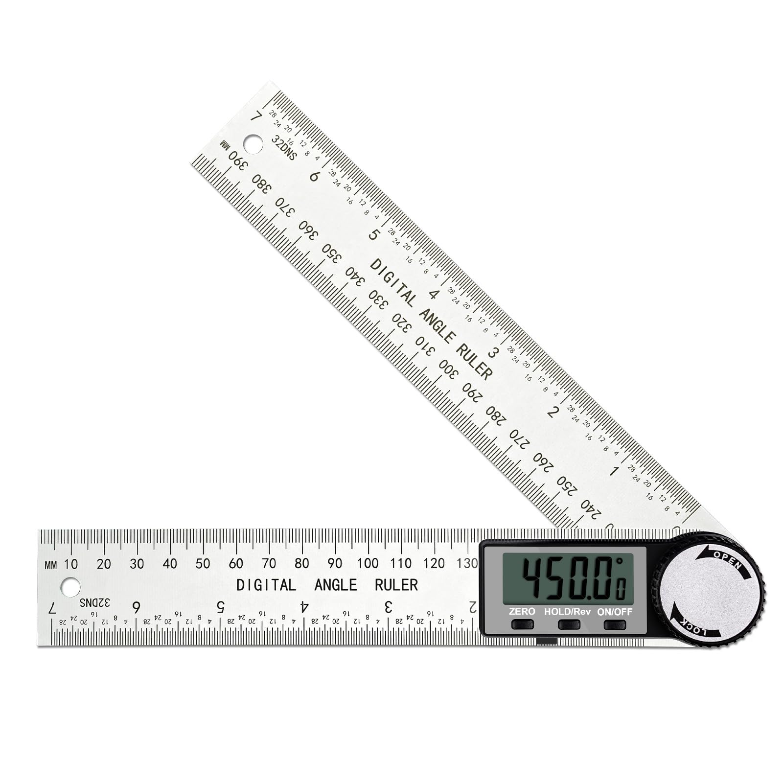 Digital Angle Finder 0-360ยฐDigital Inclinometer Stainless Steel Protractor Angle Ruler with LCD Display for Woodworking Construction Repairing (Alu)