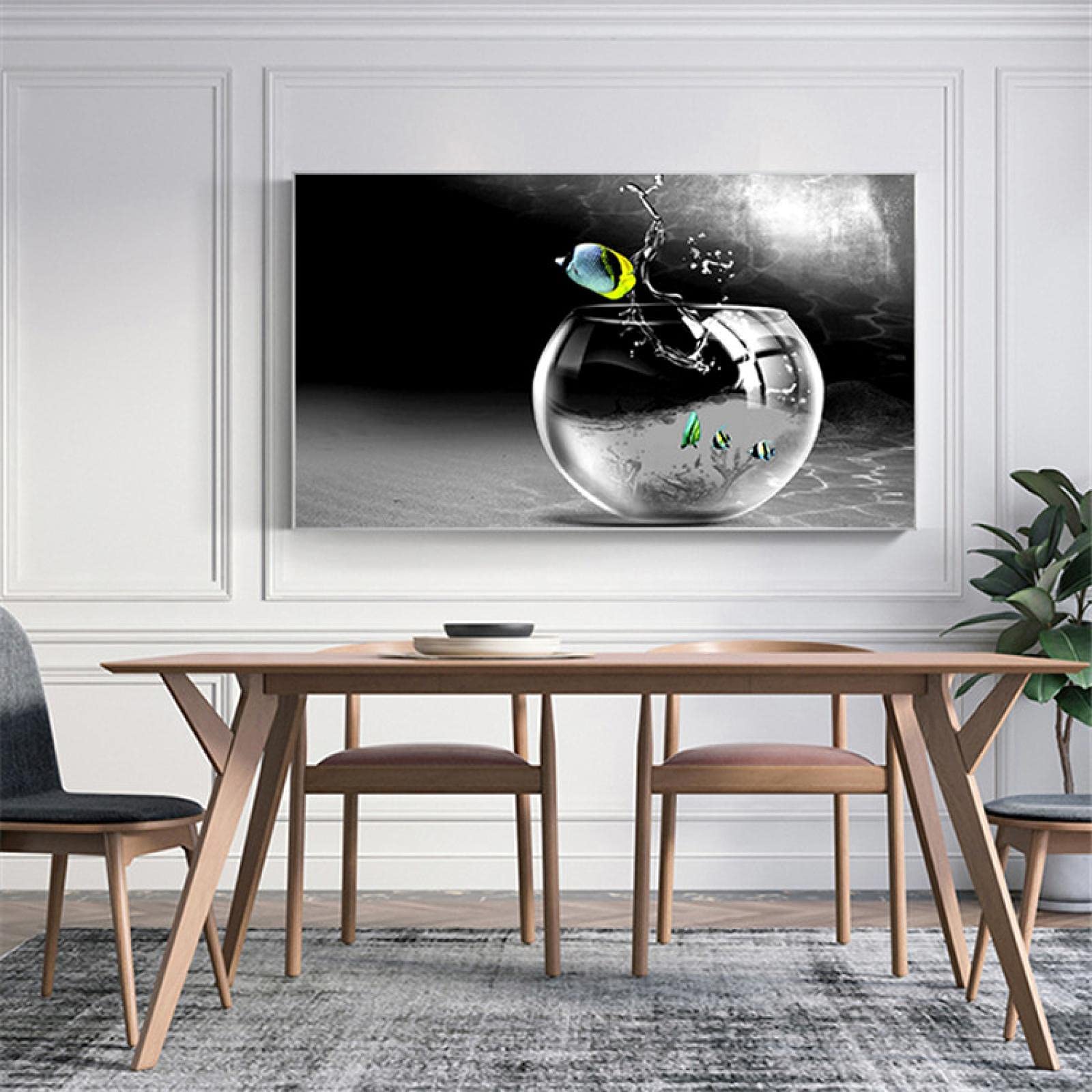 Affiche requin et poisson rouge art abstrait déco salon 70x120cm