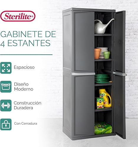 Miniatura 3 de Sterilite 01423V01 - Armario de 4 estantes gris paquete de 1