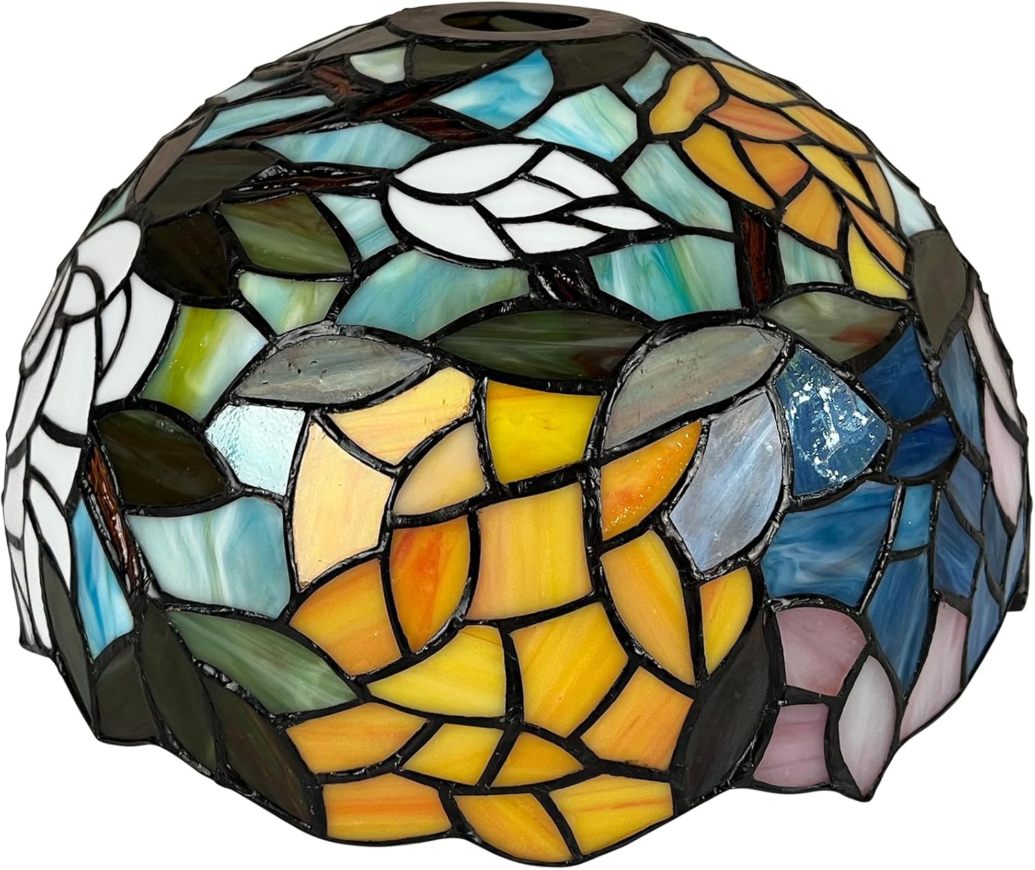 Capulina Tiffany Lamp Shade 12 Inches Wide Accessories Replacement Wisteria Style Stained Glass Lampshade for Torchiere Floor Lamp and Pendant Light