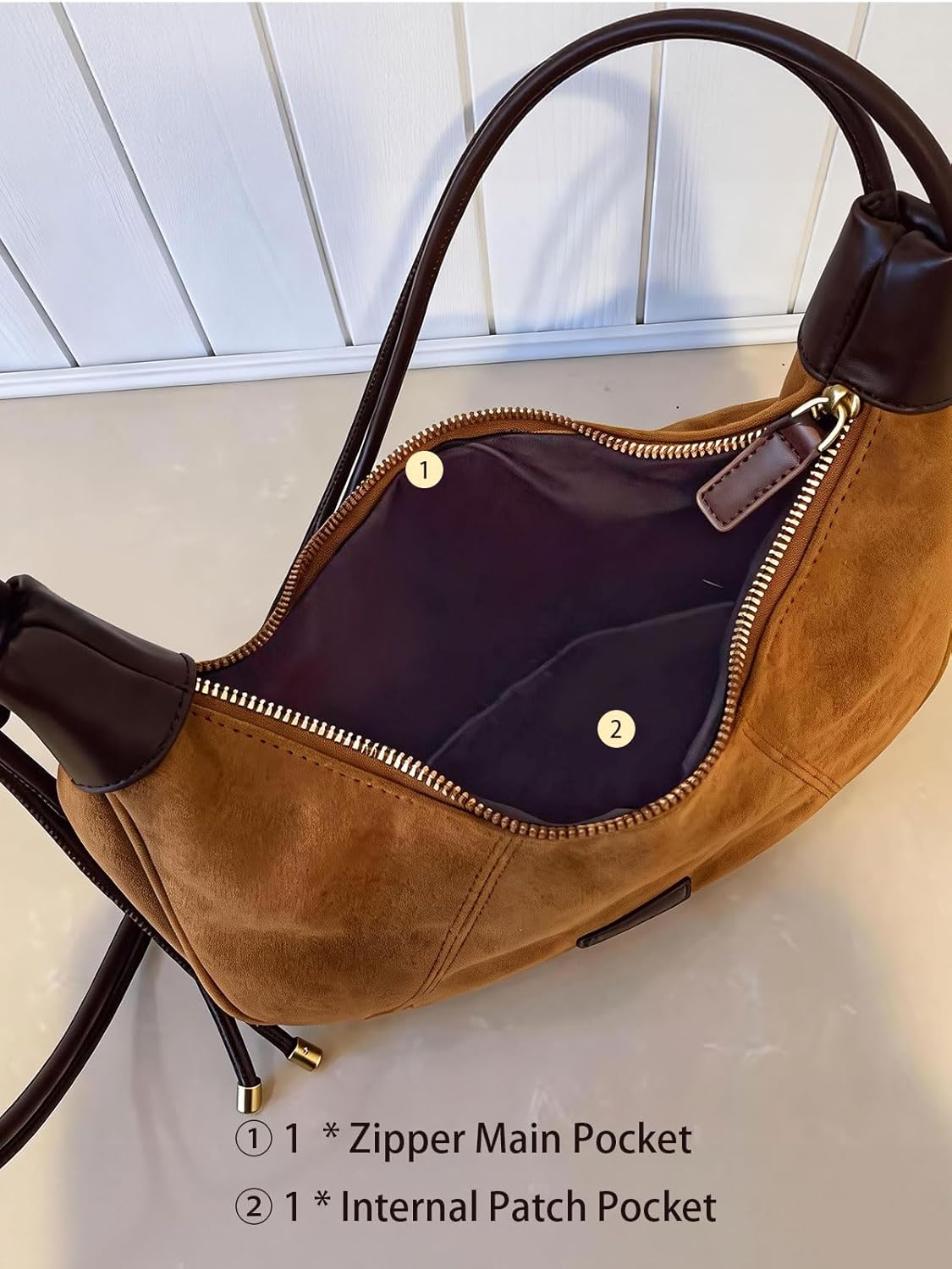 Faux Suede Hobo Bag for Women Soft Small Crescent Shoulder Purse Trendy Crossbody Handbag for Everyday Bag