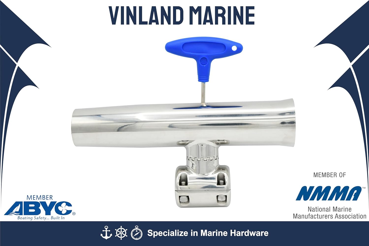 Vinland Marine 304 Stainless Steel Clamp On Rod Holders for Boat 7/8"~1-5/8" Rail Mount Fishing Rod Holder, Rod Holder Clamp Rod Holder, Fishing Pole Holders for Boats, Outriggers for Boats