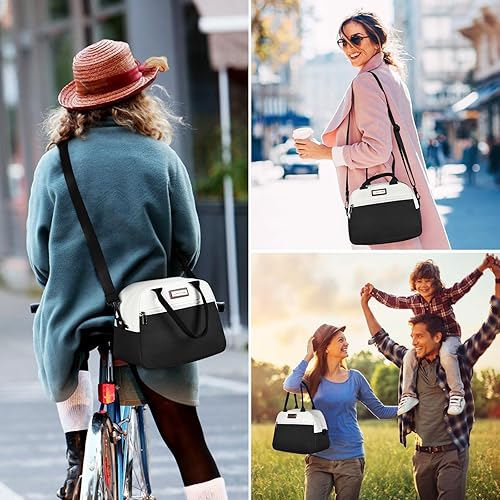 Miniatura 7 de LOKASS Lonchera para mujer, con aislamiento, lindas bolsas de almuerzo para adultos, reutilizable, a prueba de fugas, bolsa enfriadora con correa de