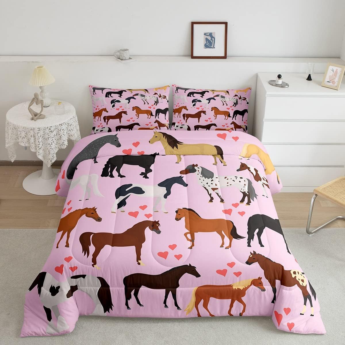 Horse Comforter Set Queen Western Cowgirl Bedding For Girls