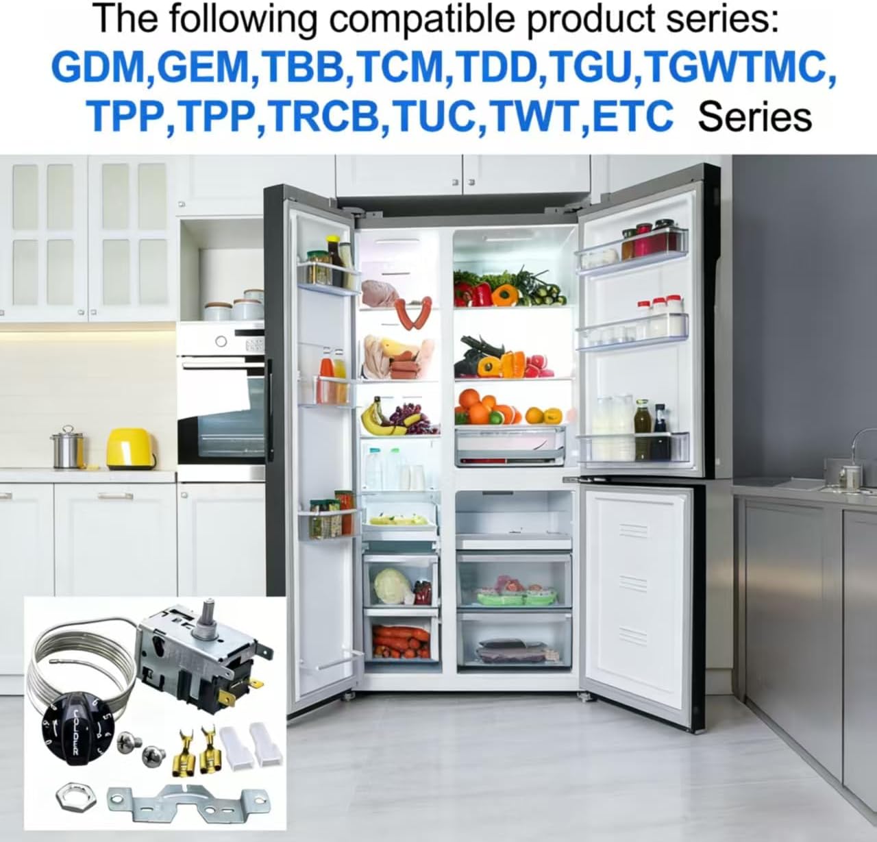 988284 Temperature Control Kit, for True Refrigerators 800382 077B6856 077B Series Freezer Thermostat, Fit for 077b, 800306 461387, TC,TSD,T Series,GDM,GEM,G4SM