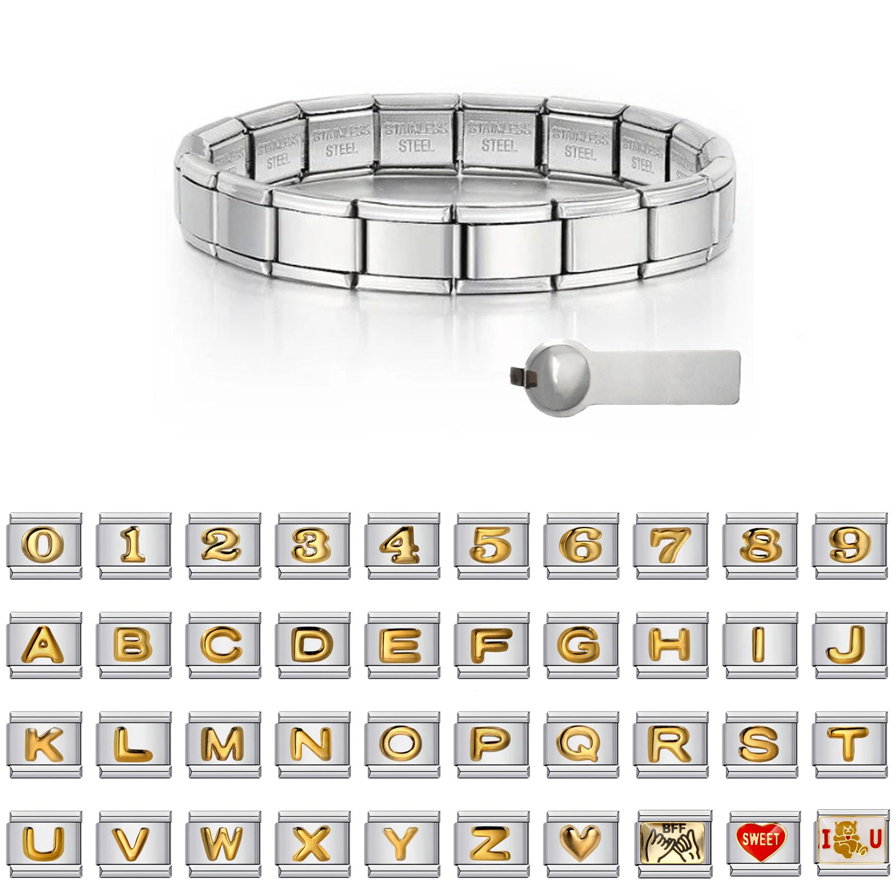 Customized Italian Charms Bracelet – Choose a Starter with Up to 8 Personalized Charms,Engraved charm,Photo printing charm