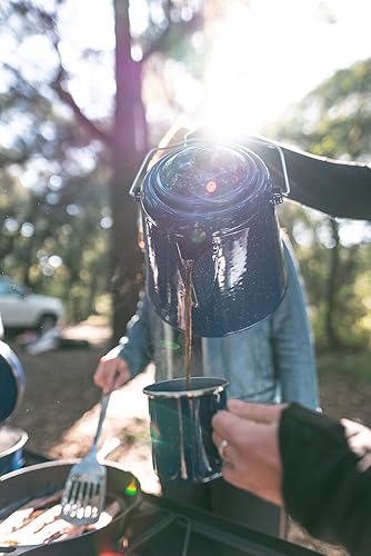 Miniatura 6 de Stansport Cafetera esmaltada para 20 tazas (10348), azul, 9.25 pulgadas de largo x 9.25 pulgadas de ancho x 9.5 pulgadas de alto Azul,Negro -,Blanco
