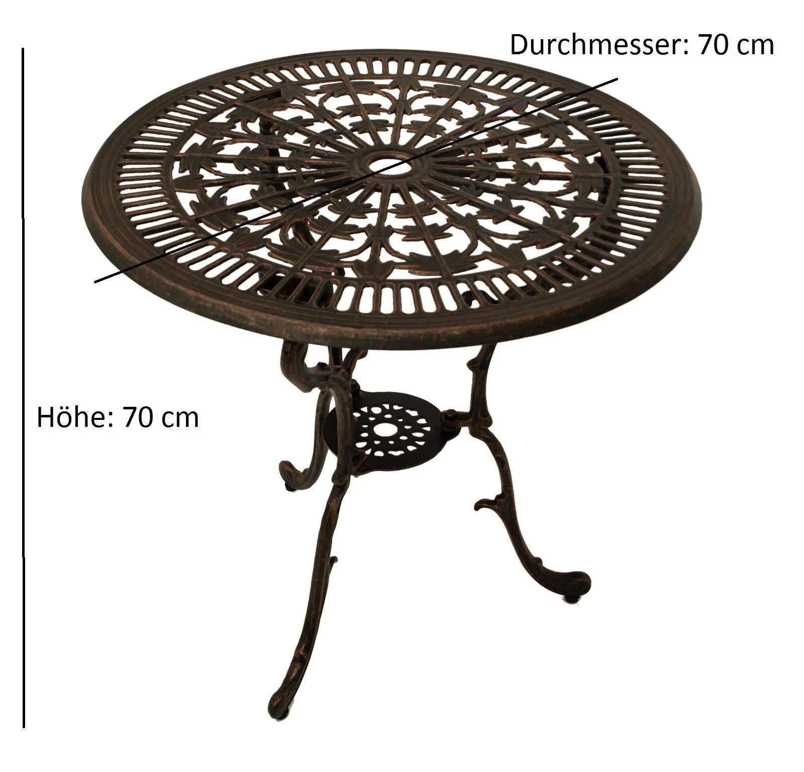 DEGAMO Gartenset Gartengarnitur Lugano in Jugendstil Optik 5-teilig, Aluguss, Farbe Bronze - antik, wetterfest