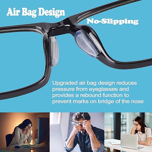 Miniatura 2 de Almohadillas para la nariz para gafas, 0.118 pulgadas de grosor, adhesivas, antideslizantes, con bolsa de aire, para lentes, lentes de sol, lentes