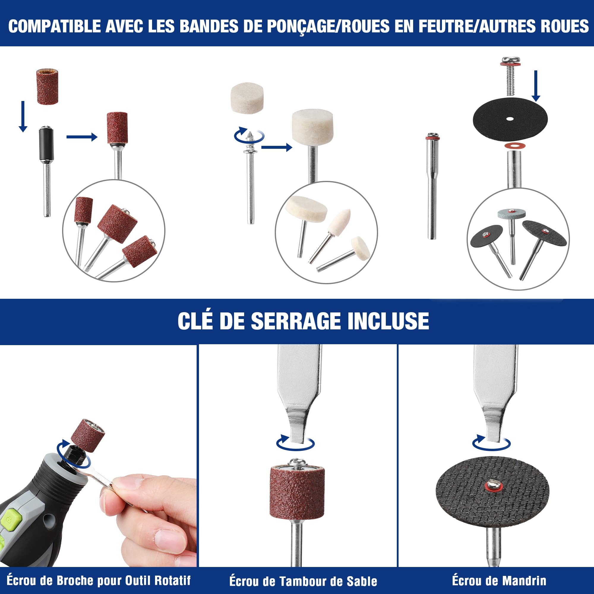 WORKPRO Coffret de 698 Accessoires pour Outil Rotatif Universel | Kit d'Accessoires pour Couper, Meuler, Poncer, Polir, Nettoyer, Percer, Sculpter et Graver