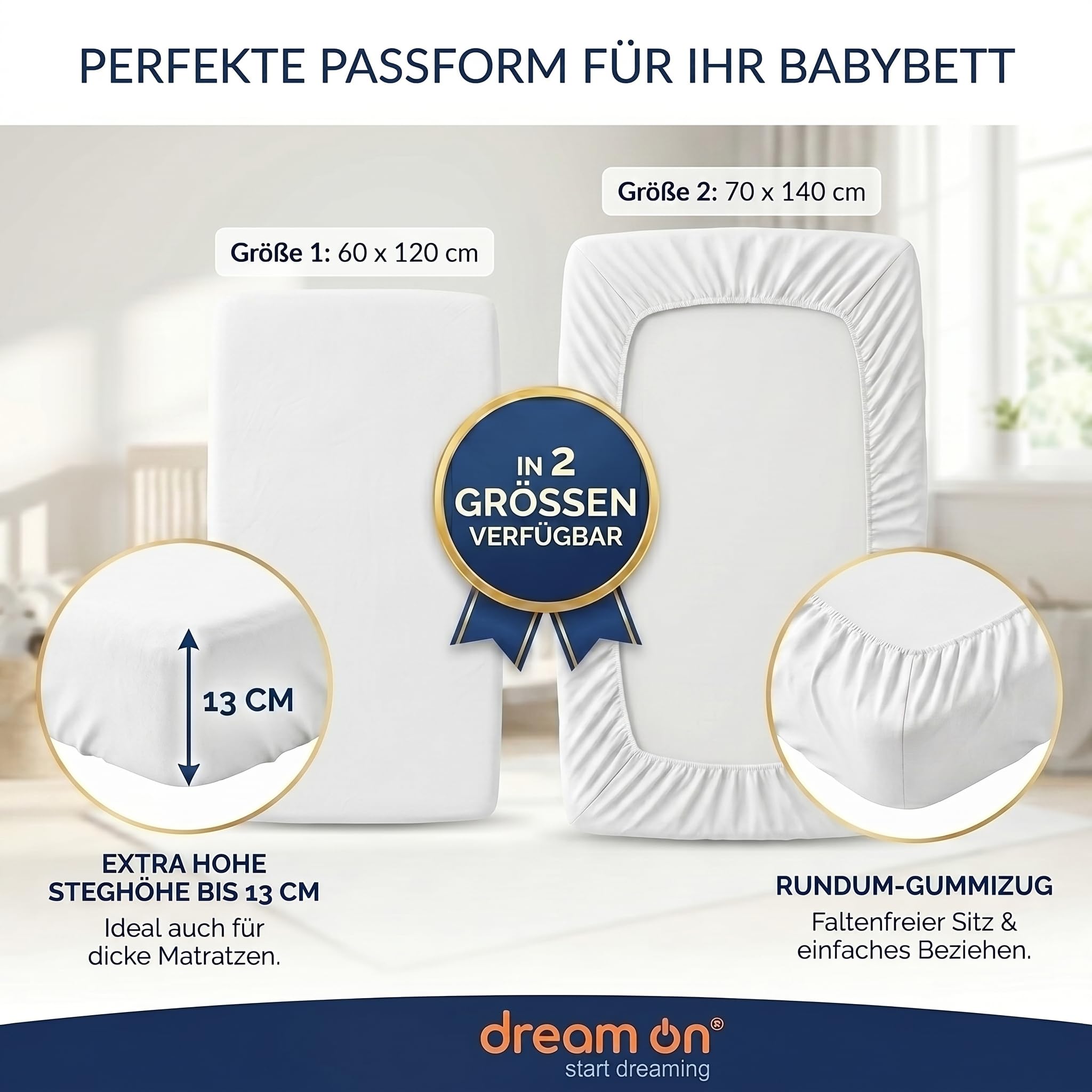 Matratzenschoner 70x140 Baby wasserdicht atmungsaktiv Tencel 2in1 Laken | 2in1 Baby Matratzenschoner 70x140 wasserdicht. Direkt beschlafbar ohne Laken. Faltenfreie Kinderbett Unterlage (bis 13cm).