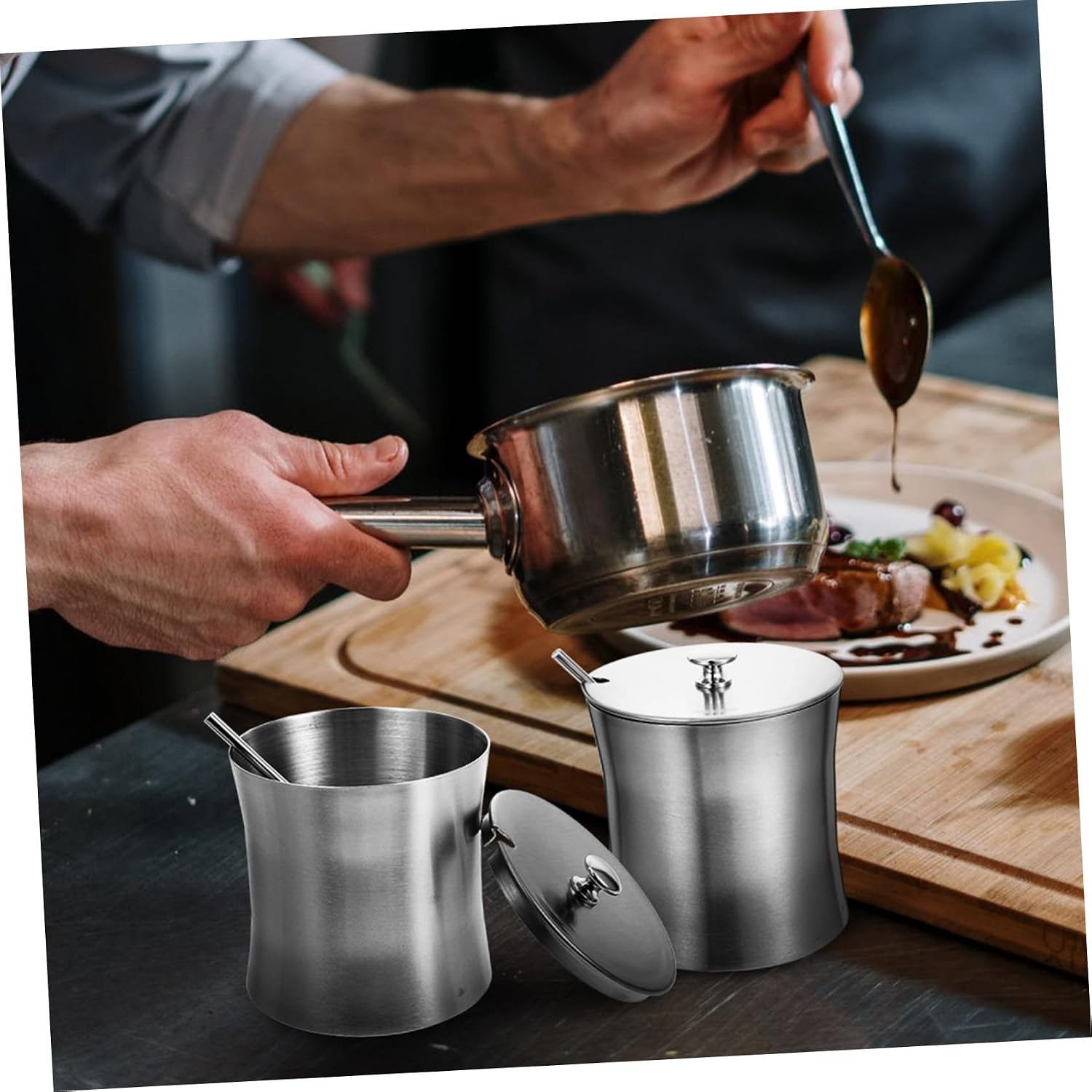 COLLBATH Stainless Steel Spice Pot Kitchen Condiment Jar for Home Cooking