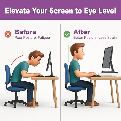 Miniatura 3 de Amazing Abby Soporte elevador acrílico para monitor de escritorio (paquete de 1), elevador de monitor de computadora de plástico transparente con