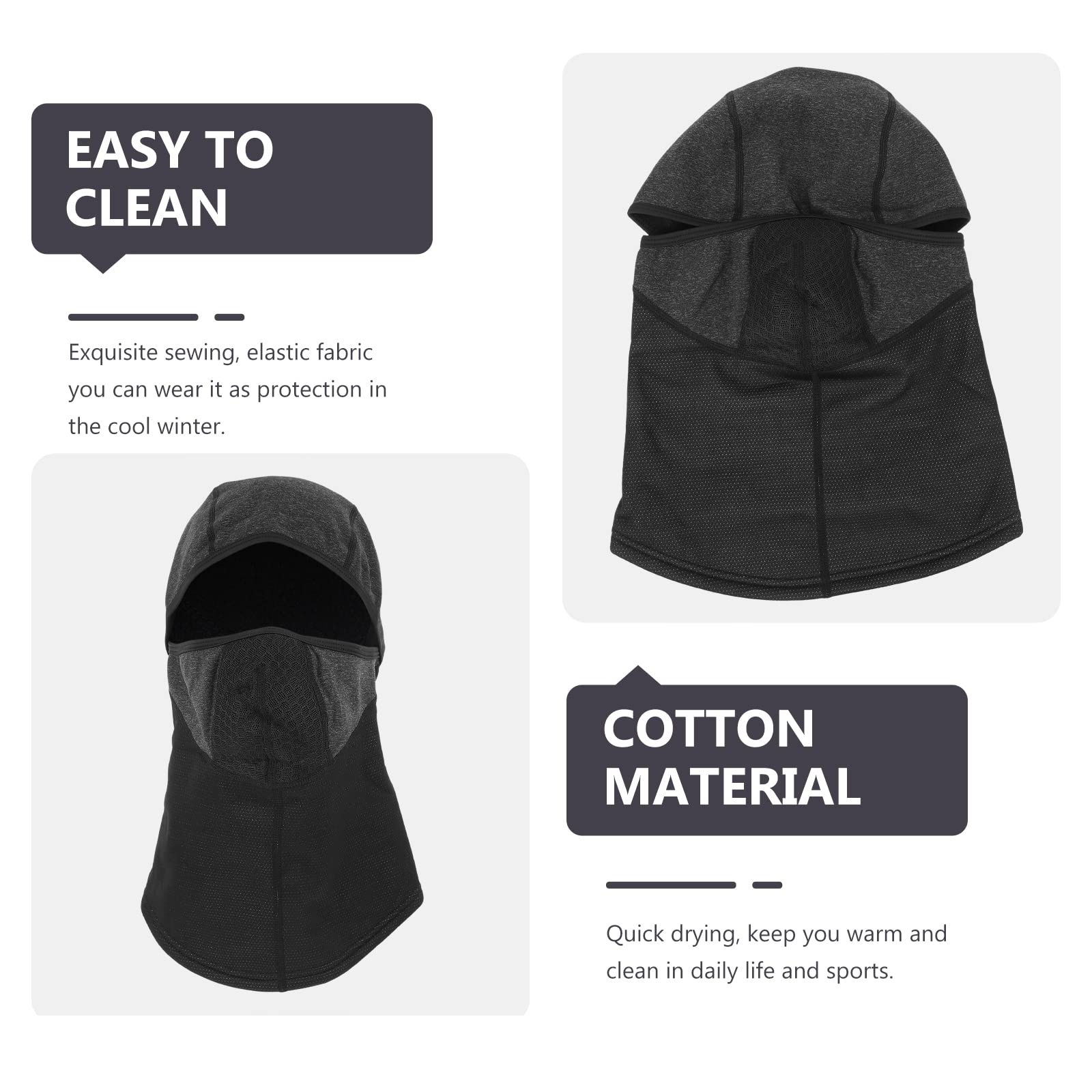 Ski Face Shield voor mannen - 3 gaten gebreide volledige gezichtsbedekking, bivakmuts volledige gezichtsbescherming, buitensporten borduren warm gebreid voor mannen en vrouwen, winter, yoga