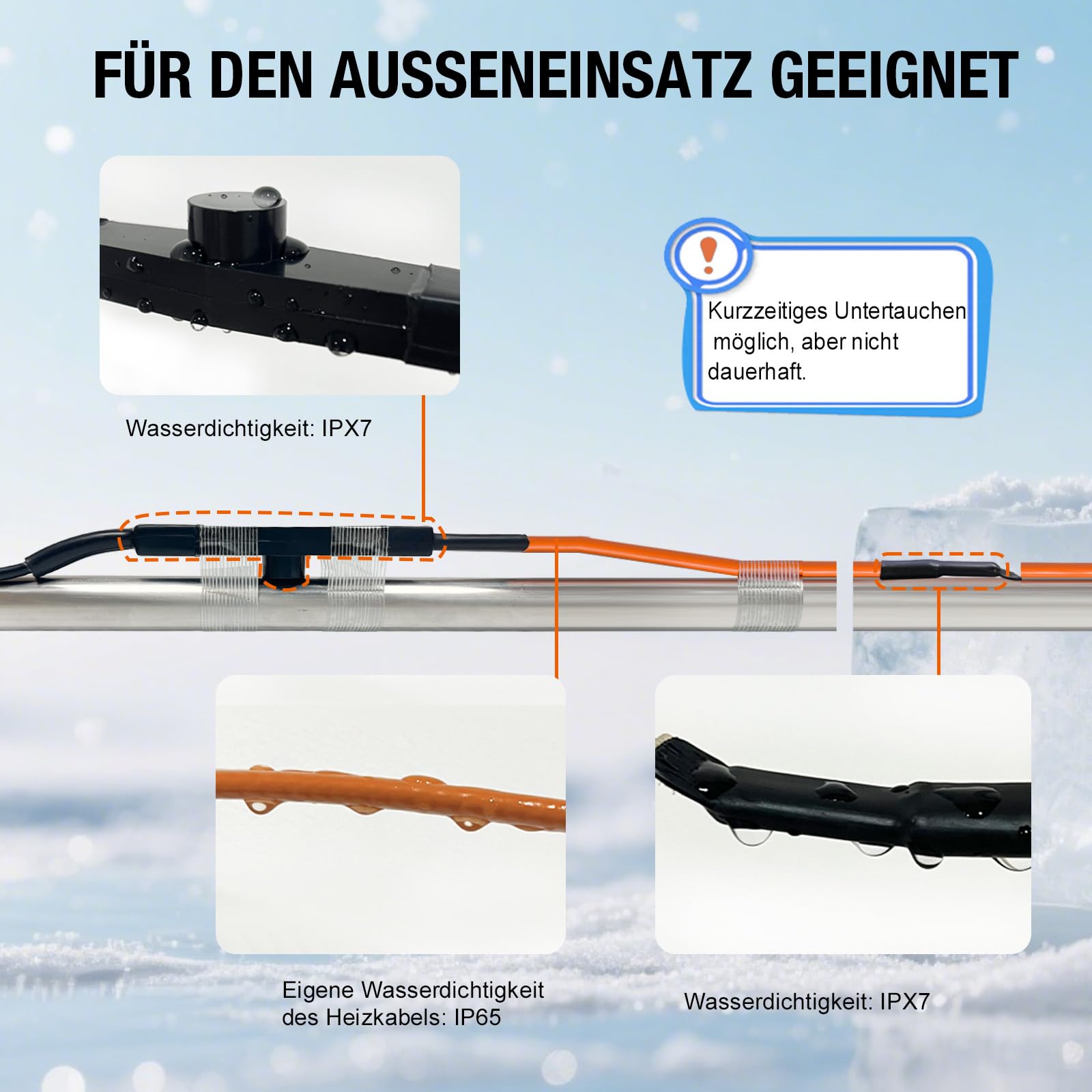 Frostschutz Heizkabel mit Thermostat 8M Selbstregulierende Wärmekabel für Wasserleitung Pflanzen Dachrinnen