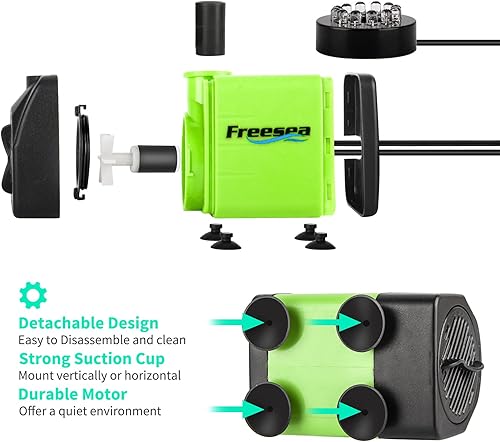 Miniatura 5 de FREESEA Bomba de agua sumergible de fuente Bomba de acuario ajustable de 10 vatios y 160 GPH con luz LED Tubo de 3.3 pies para estanque al aire