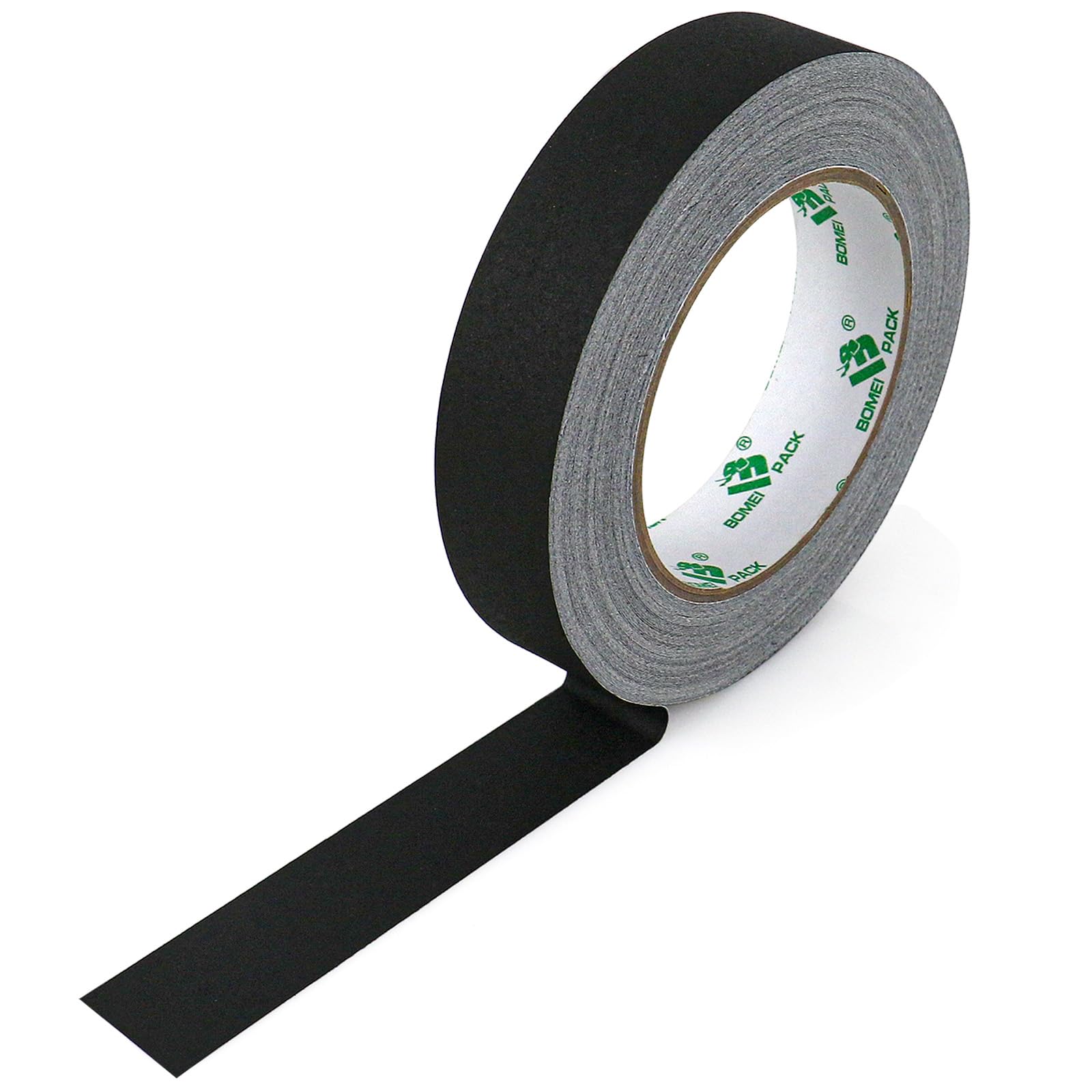 BOMEI PACK Gaff Ruban adhésif en tissu, 25 MM x 30M, 2 Pack Mat Chiffon Tuban Adhésif, Gaffers Tape pour Câbles, Photographie (Noir)