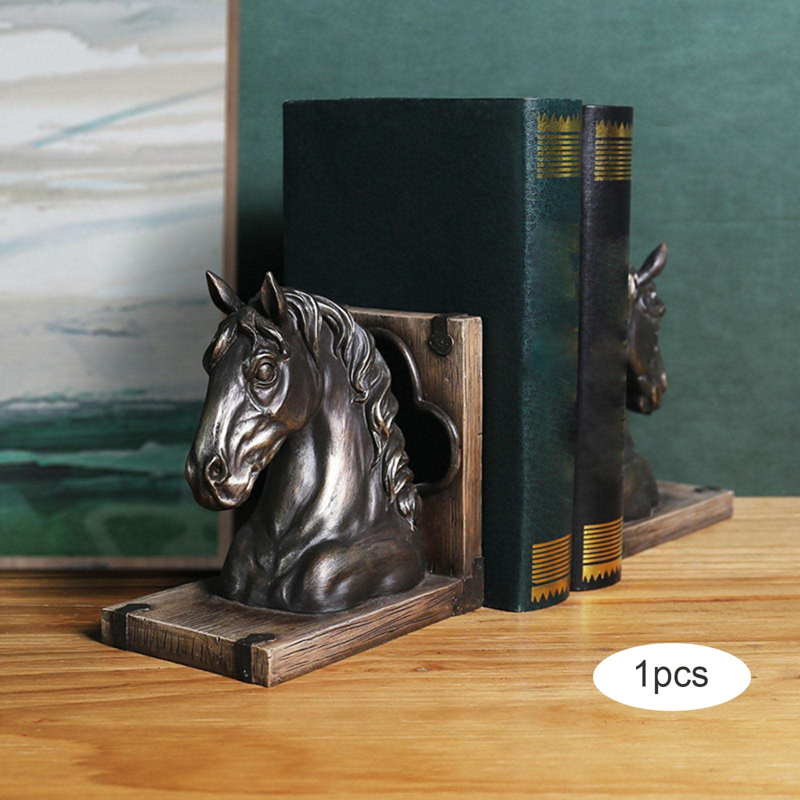 Pferdekopf-Statue im Vintage-Stil, dekorative Buchstütze, Figur für Wohnzimmer