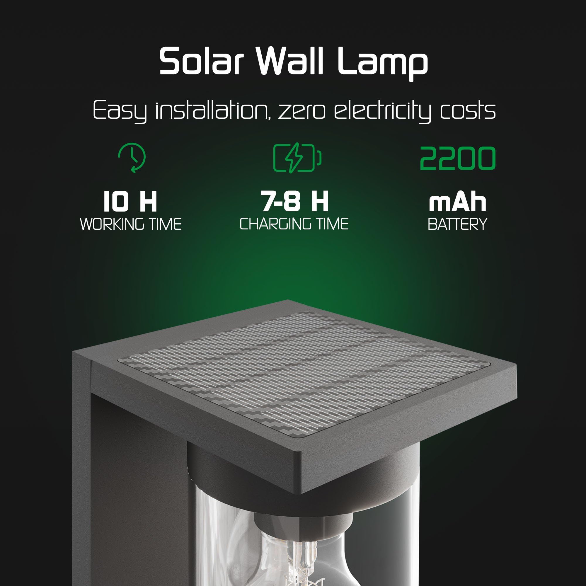 Ledvion - Applique Solare LED da Parete, Incl. Sensore di Movimento, Antracite, IP44, Energia Solare, Sostenibile