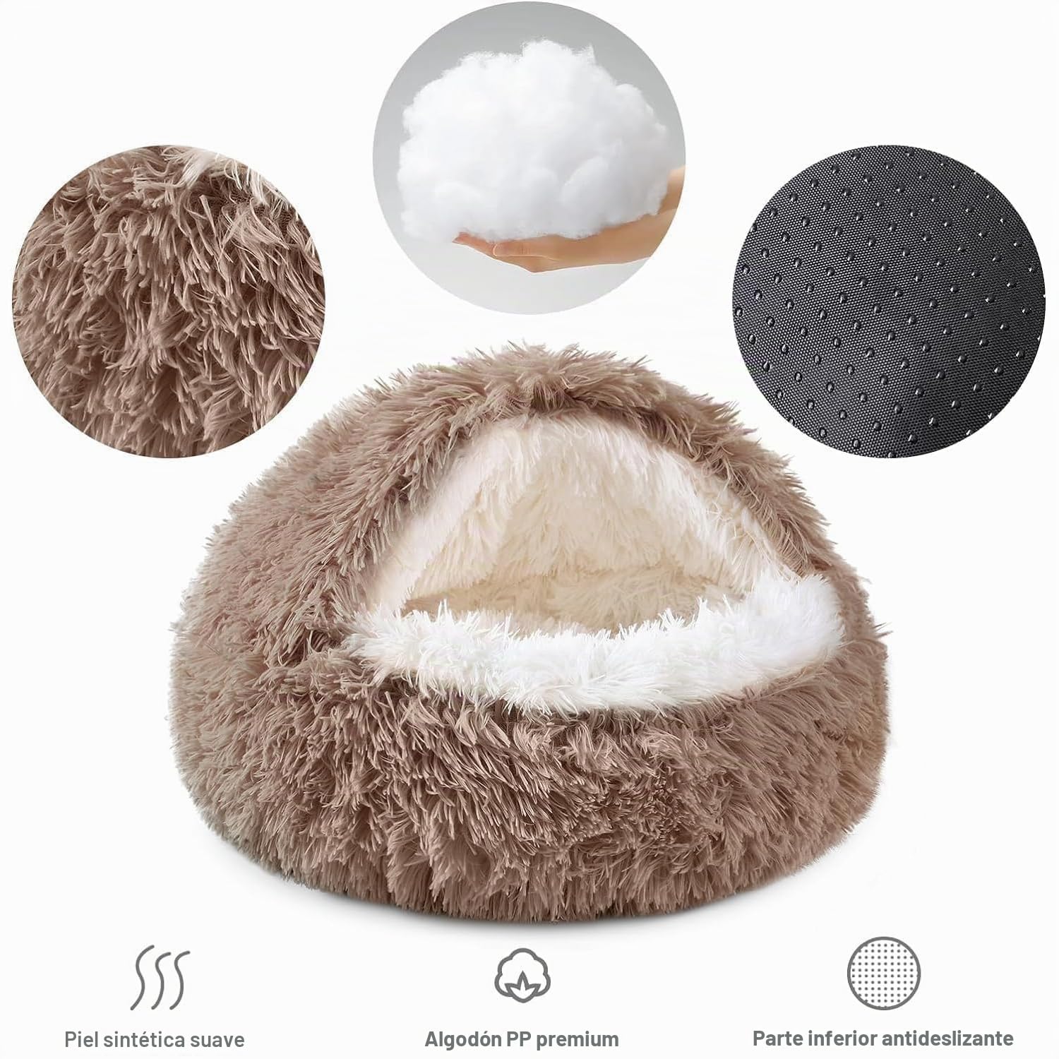 Cama Mullida para Perro en Forma de Concha Cesto de Felpa para Gato Cama para Mascotas de 60 cm Sofá Lavable para Gato Y Perros Medianos Pequeñas Inferior Antideslizante