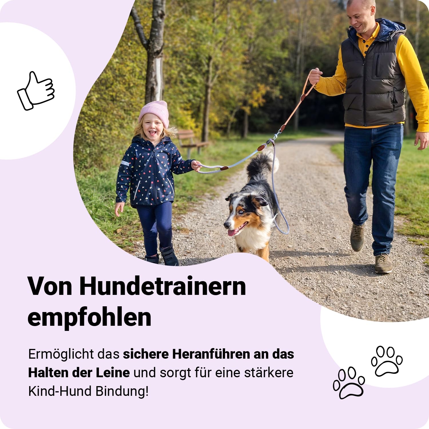 little Captain Zauberleine | kindersichere Hundeleine mit Magnetschlaufe | auch für Schul-, Therapie- und Begleithunde (Flieder Lila - Mint)