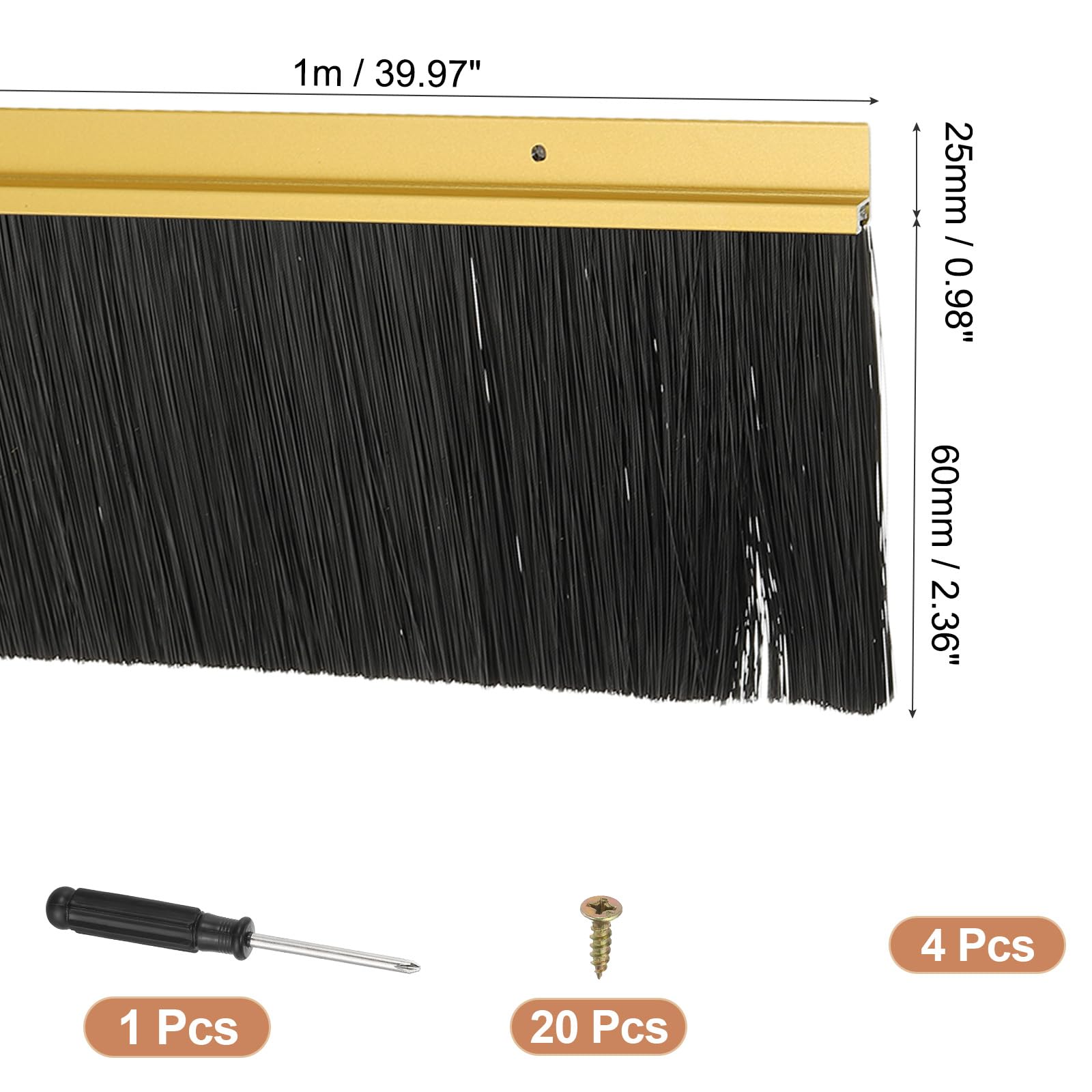 PATIKIL Door Brush Sweeps 2.36" Bristles x 39.37" Long - Image 2