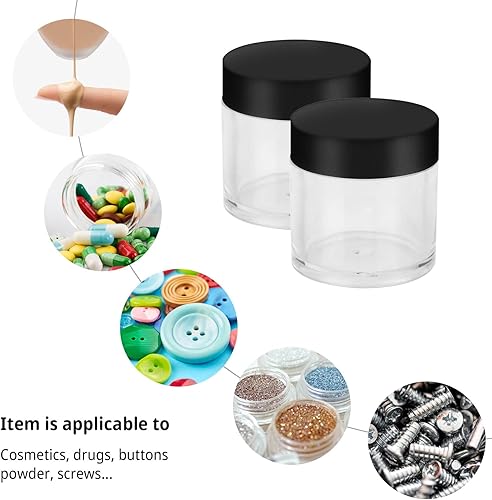 Miniatura 3 de 80 frascos redondos cosméticos vacíos de 0.35 oz, ollas de muestra, ollas de viaje con espátula para cosméticos, polvo de uñas, cuentas, diamantes