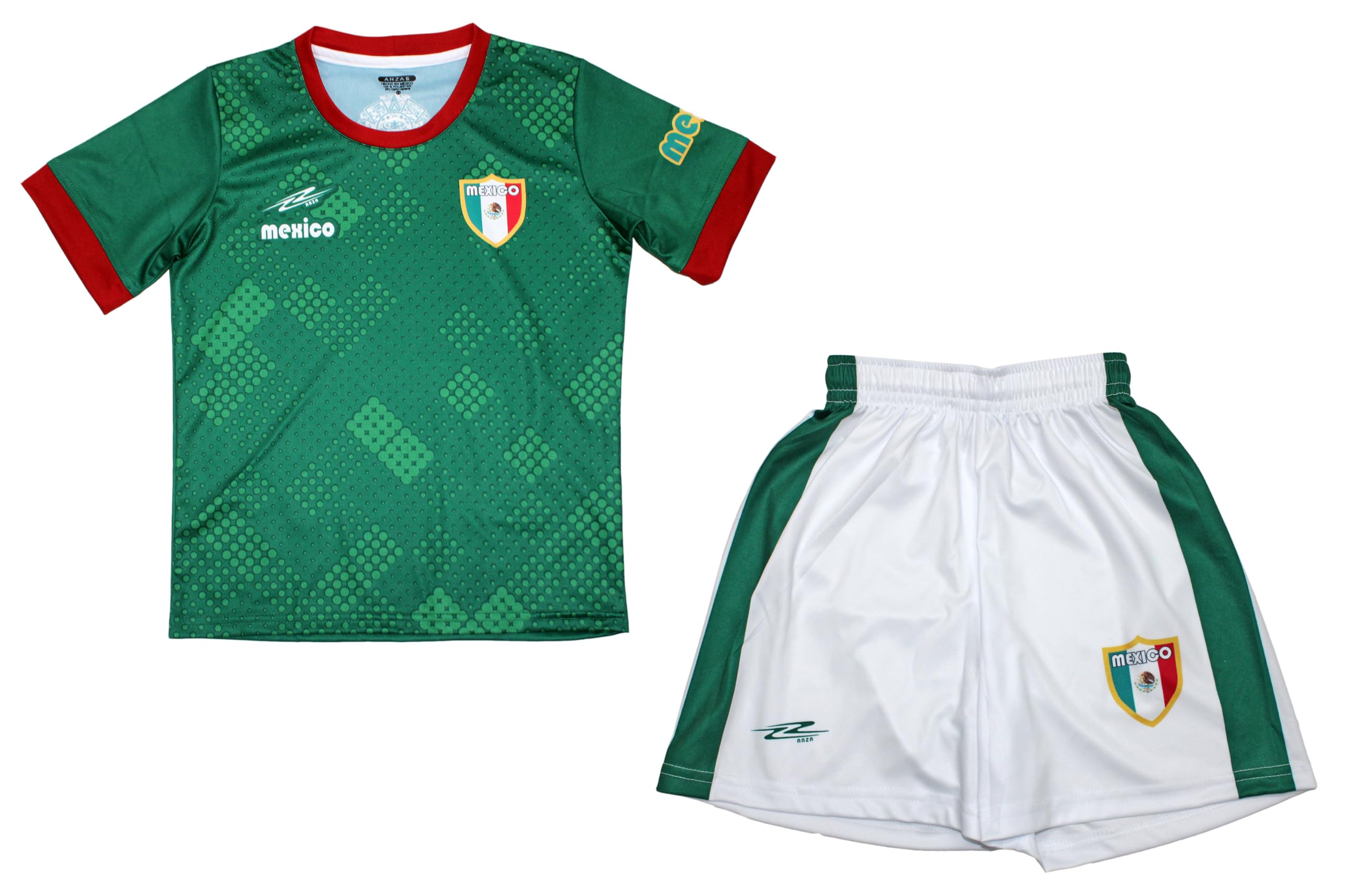 Youth Soccer Uniform Mexico 100% Polyester_Kids and Boy Green/White (Green, 6)