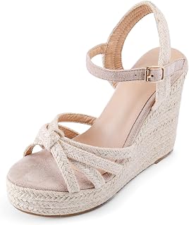 Wedge Sandals for Women Espadrille Platforms Open Toe Wedge Heel Sandals Woven Ankle Buckle Shoes Fashion Comfortable Walking Work Summer Shoes