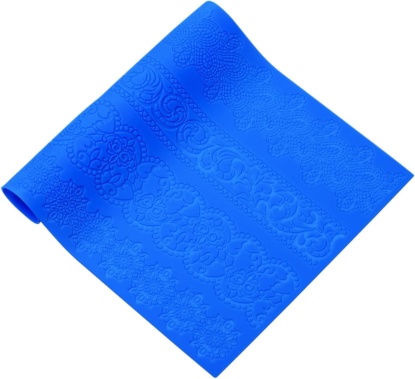 Silicone Lace Mat Mold, HOMARTY Cake Decoration Fondant Impression Lace Mold Sugarcraft Sculpting Tool Blue