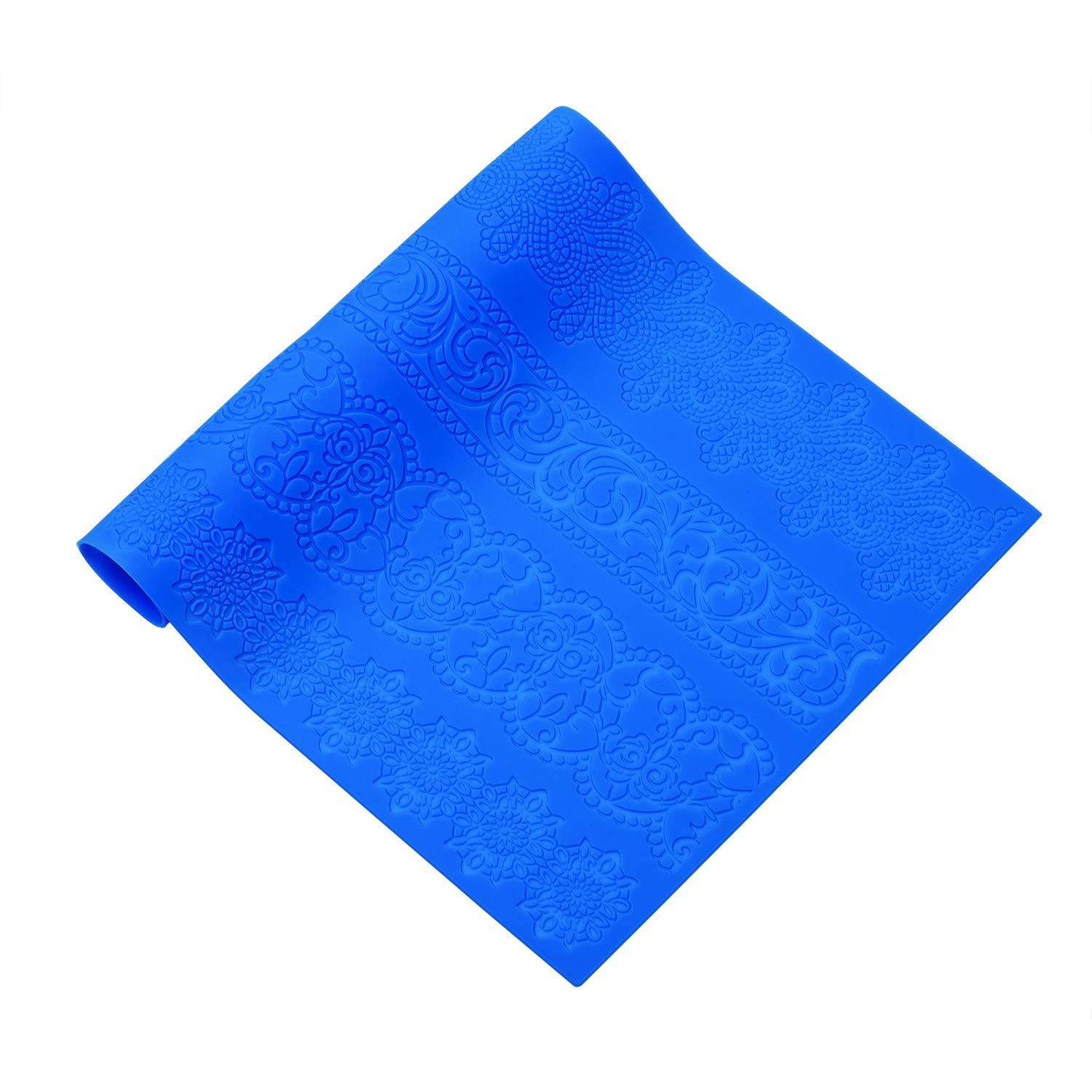 Silicone Lace Mat Mold, HOMARTY Cake Decoration Fondant Impression Lace Mold Sugarcraft Sculpting Tool Blue