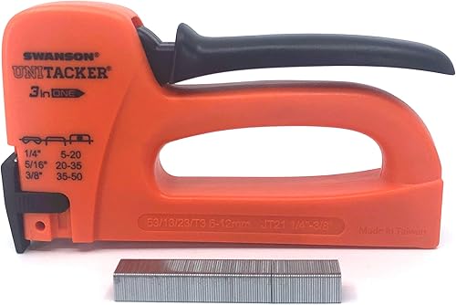Vista 5 de Swanson Tool Co STA653B Unitacker 3 en 1 Pistola de grapas de plástico multifunción; funciona con grapas ligeras (JT21) y se envía con 100 grapas