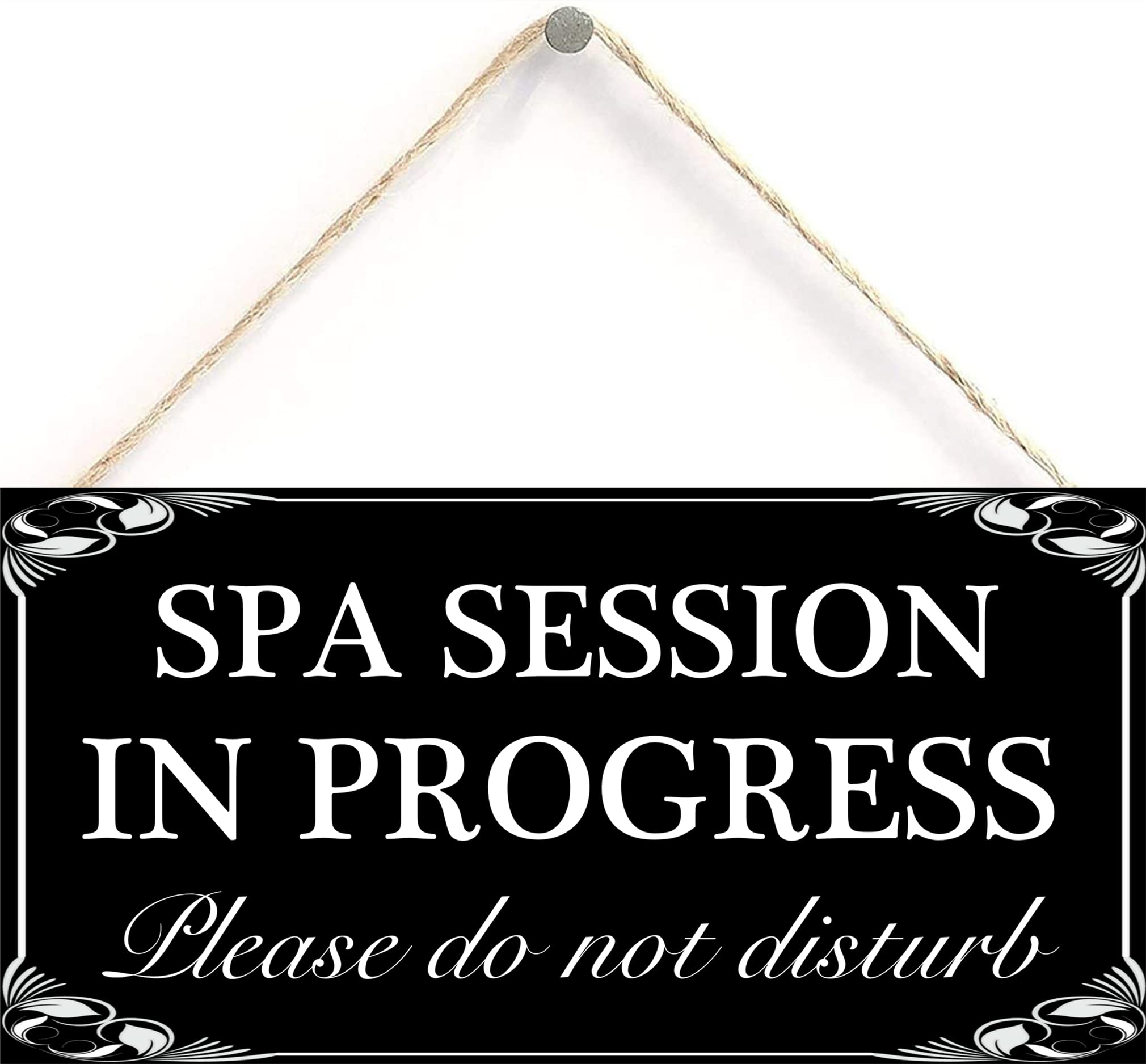 Henntile Black Spa Session In Progress Please Do Not Disturb Hanging Sign Decorative Wood Sign Home Decor Wood Door Sign Plaque 12" X 6"
