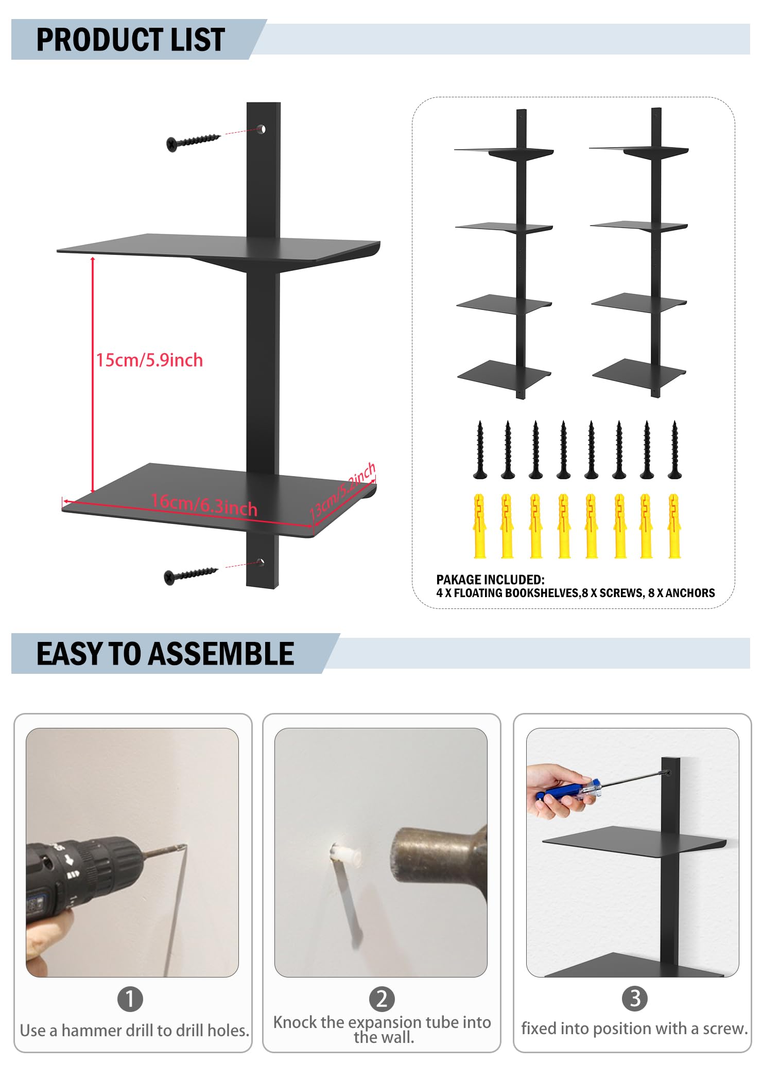 Galleksa Bibliothèque Invisible L'étagère à Livres Le Rayons De Bibliothèque Étagère Flottante Murale - France