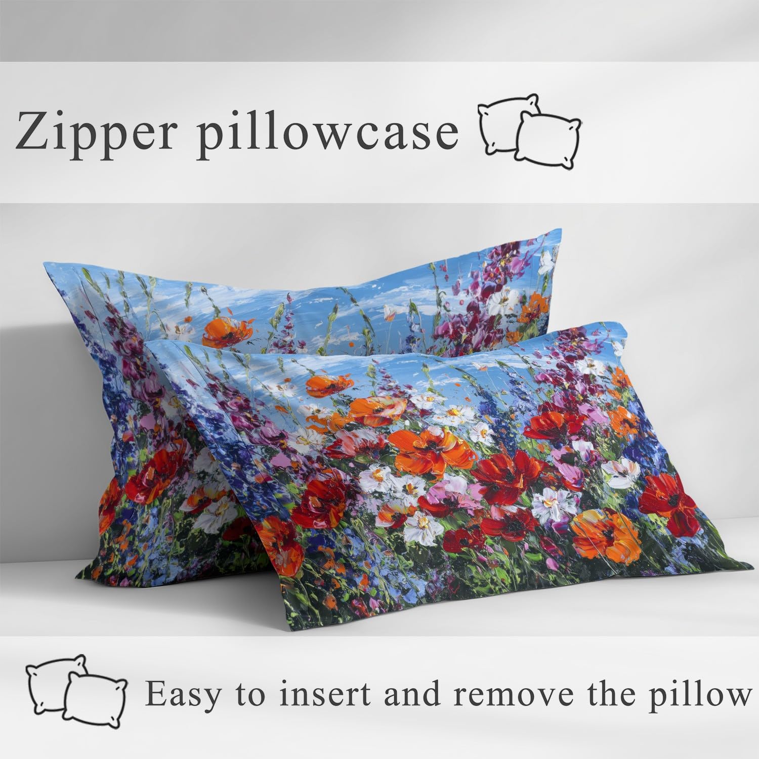 Elegant Blumen Spannbetttuch Natürlich Blume Spannbettlaken 140 x 200 x 30 cm 3teilig Mikrofaser Bettwäsche Set mit 2 Kissenbezüge 80 x 80 cm Kein Flachbettlaken