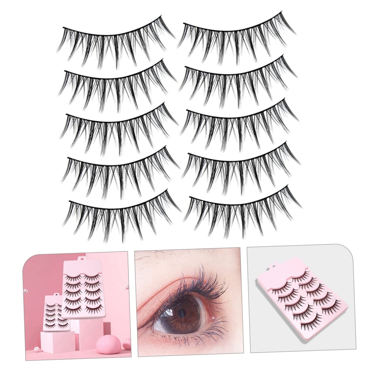minkissy 50pares Pestañas Postizas Extensiones De Maquillaje Para Mujeres Kit De Pestañas Falsas y Ligeras Diseño Clásico y De Usar y Almacenar