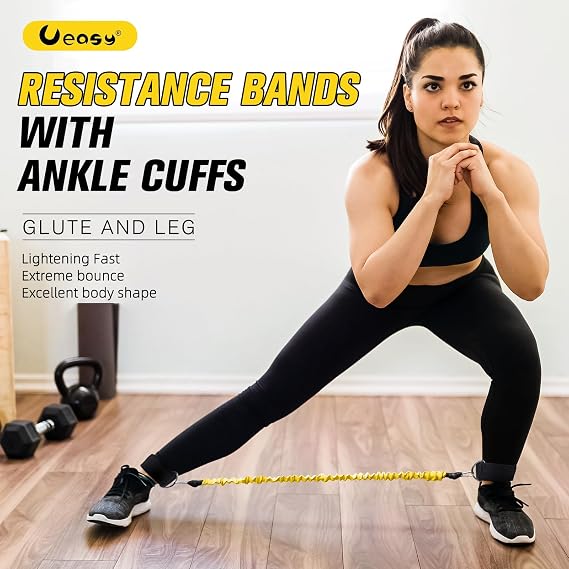 Ankle Resistance Bands with Cuffs-Ankle Bands for Working Out-Exercise Bands for Leg, Hip, Booty Training-Ankle Straps with Exercise Bands for Butt Lift Women-Great for Home Workouts and Fitness