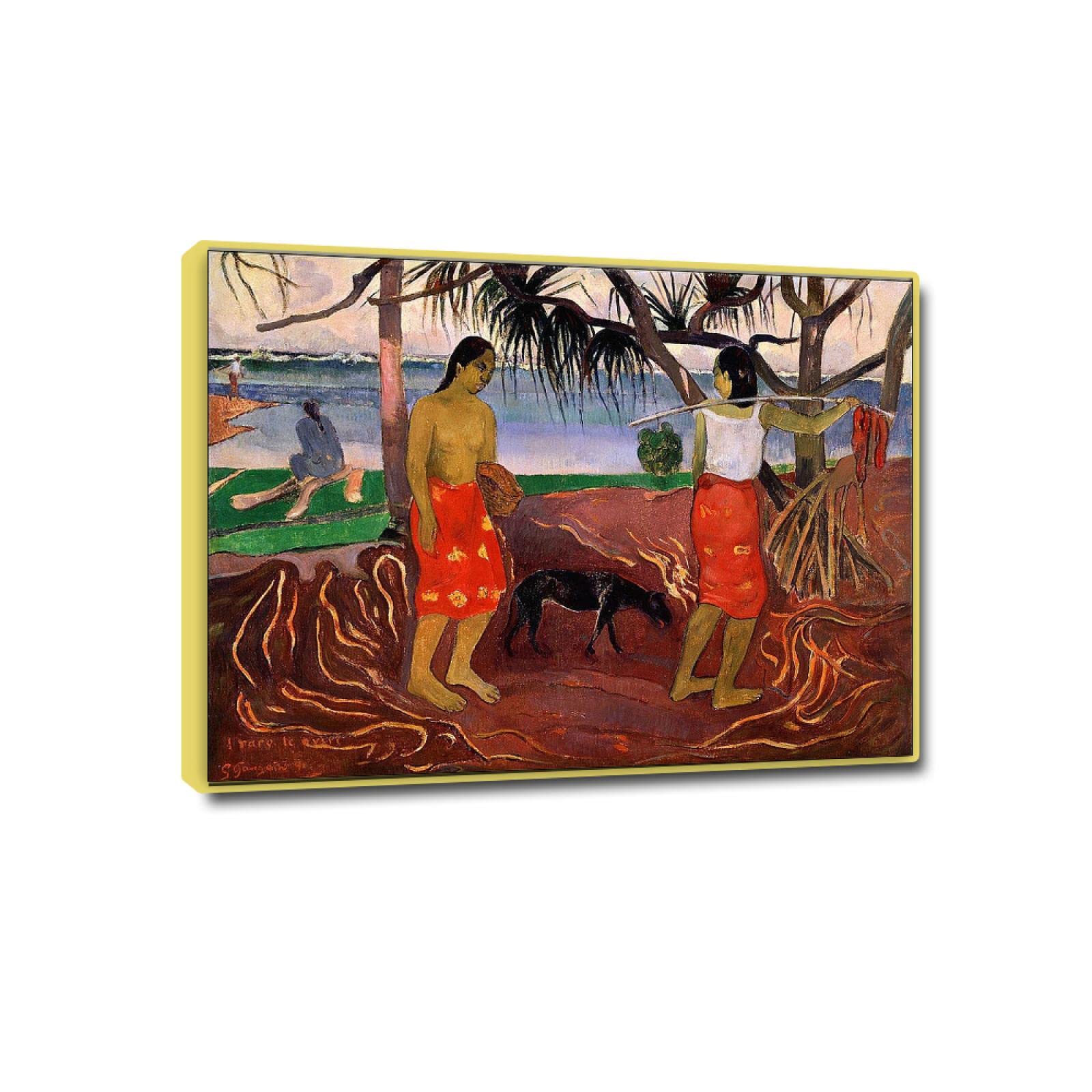 JZSDGB Gold gerahmt-Leinwandbild-Paul Gauguin Poster und Kunstdruck-Berühmte Leinwand Gemälde Reproduktionen-'Kelp-Sammler II'Druck auf Leinwand-Landschaft Leinwand Wandkunst Bilder 30x42cm(12x17in)