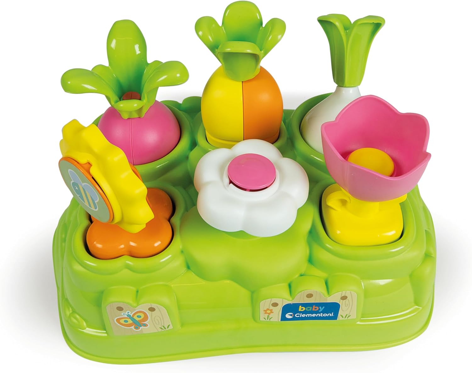 Clementoni- Baby Gardening Set: Sensory Play for Toddlers, 6 Colourful Pieces (Flowers & Vegetables), Eco-Friendly, Promoting Motor Skills & Dexterity (10+ Months)
