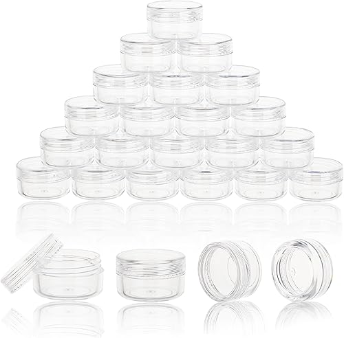 25 recipientes de muestra de 0.11 onzas, recipientes de bálsamo labial transparente con tapas, pequeños frascos de muestra de plástico con 2 mini