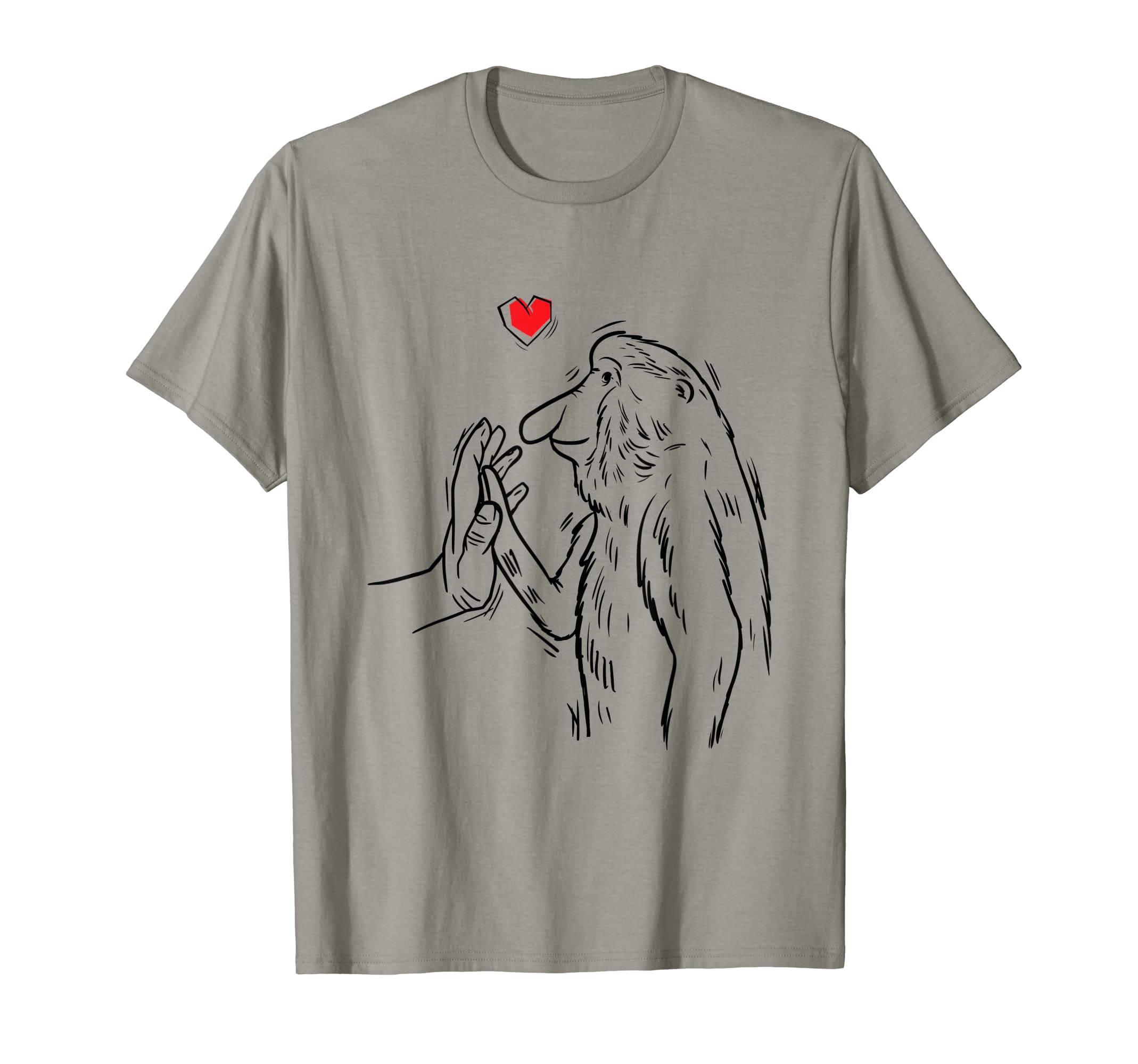 MalaffealuvProboscis Monkey Long-Nosed Monkey Unisex-Adults T-Shirt, Grey, Small, Short Sleeve