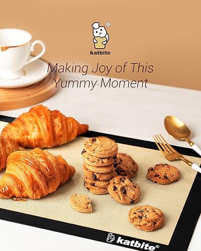 Miniatura 7 de Katbite Juego de 3 alfombrillas de silicona para hornear, juego de 3 2 medias hojas (11 58 x 16 12 pulgadas) + 1 cuarto de bandeja para hornear,